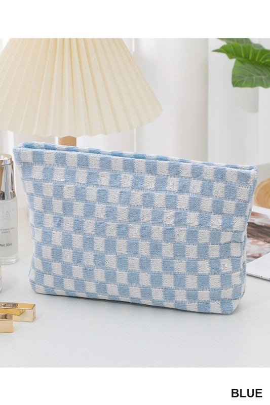 Checkered Cosmetic Makeup Bag