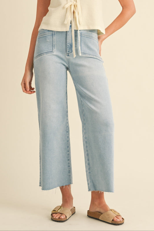 Paige High Rise Stretch Wide Leg Denim Jeans