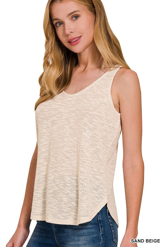 Textured Knit Scoop Tank