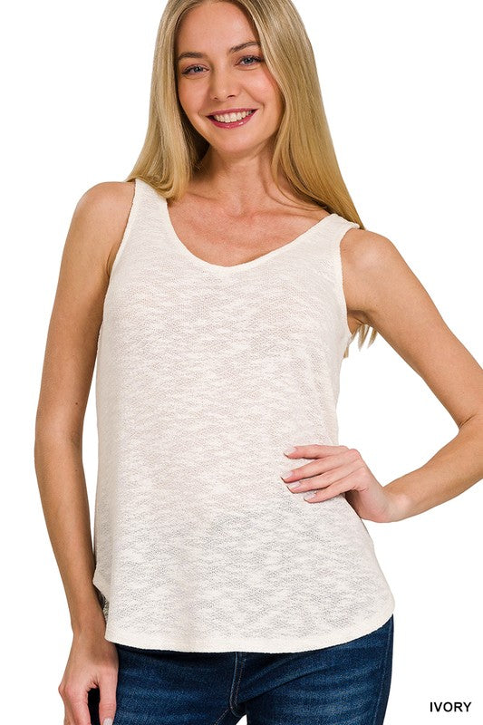 Textured Knit Scoop Tank