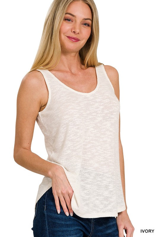 Textured Knit Scoop Tank