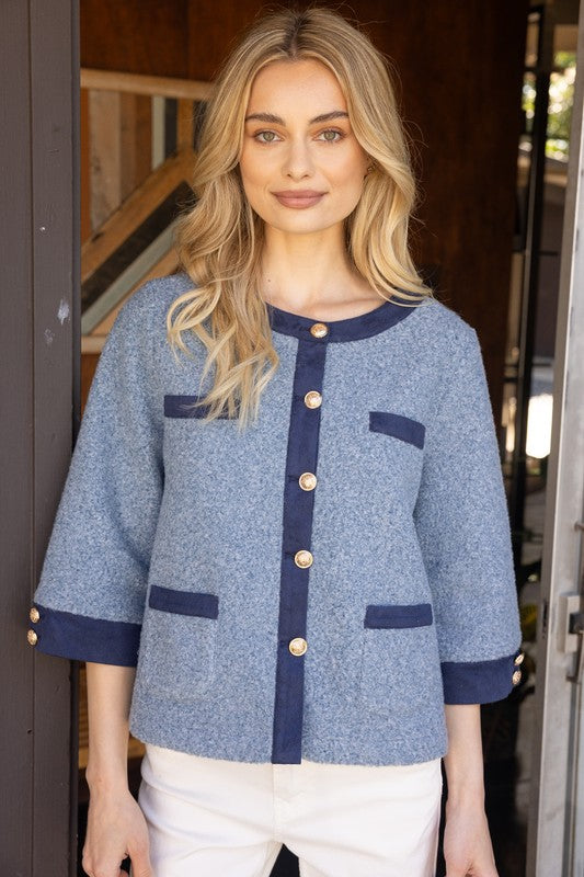 Wool Textured Button Jacket