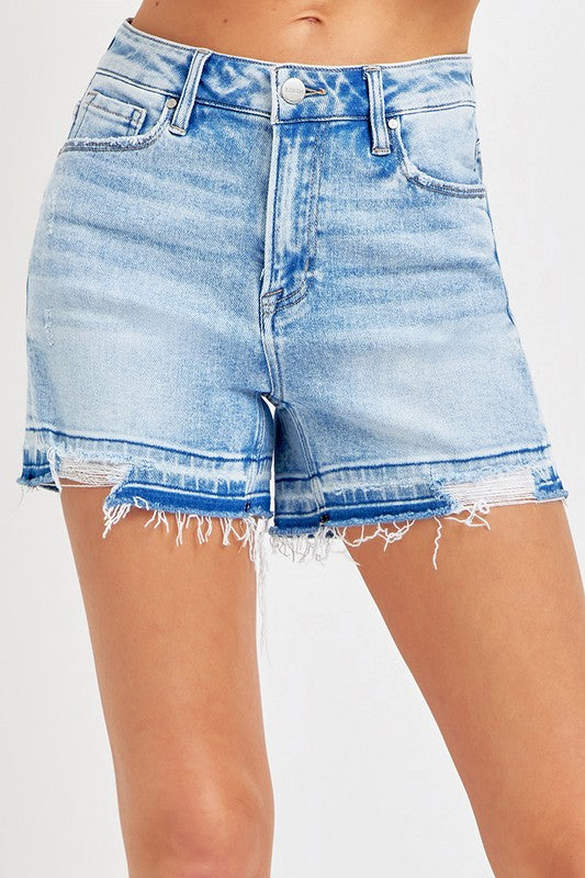 Risen HR Destressed Hem Jean Shorts