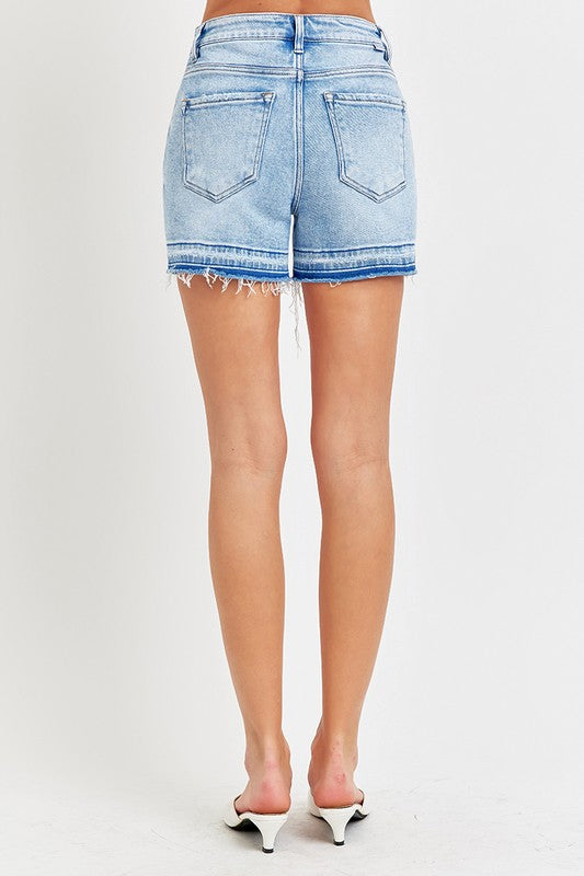 Risen HR Destressed Hem Jean Shorts