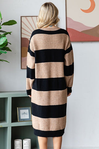 back view of Striped Knit Sweater Dress