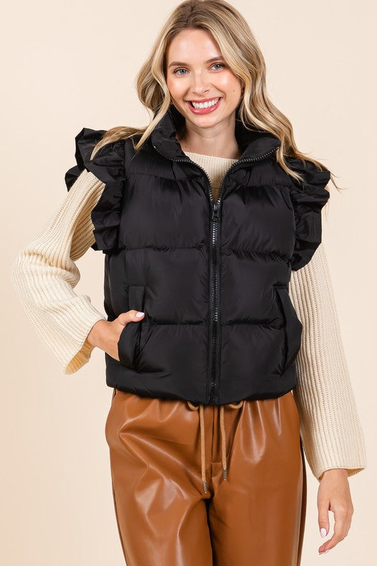 Ruffle Puffer Vest