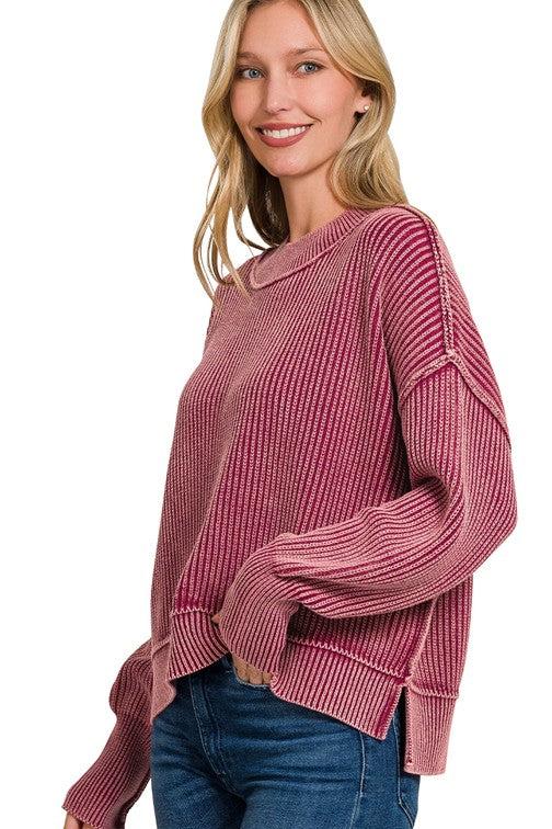 Burgundy Bella Washed Sweater