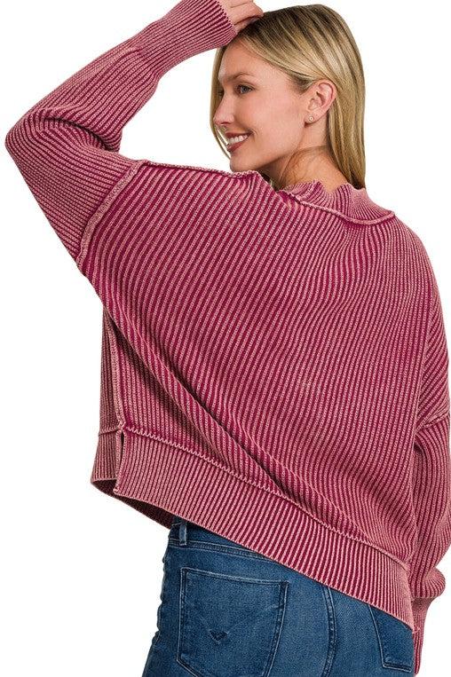 Burgundy Bella Washed Sweater