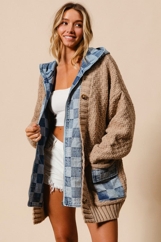 Denim/Sweater Cardigan