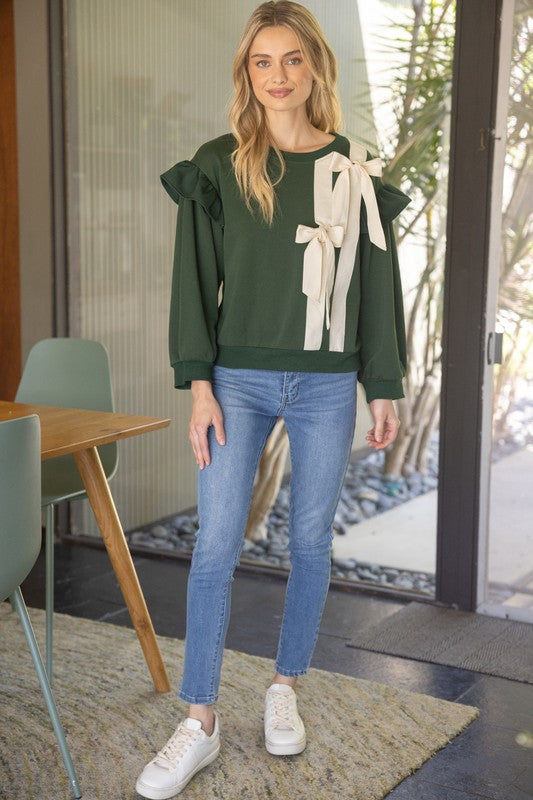 Twill Tape Bow Sweatshirt