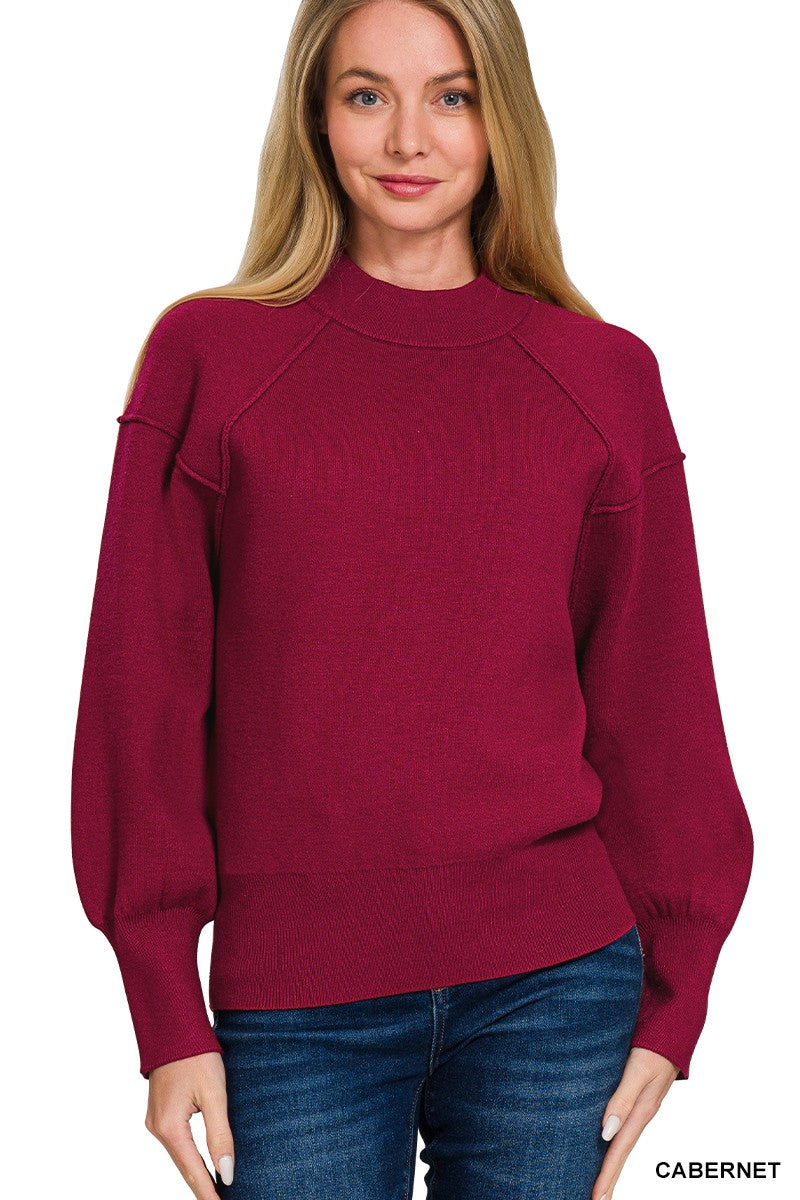 Viscose Mock Exposed Seam Sweater