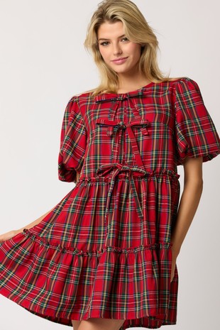 Christmas Bubble Bow Midi Dress