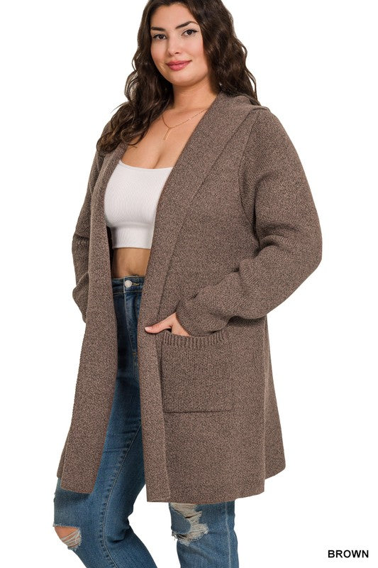 Hooded Open Cardigan