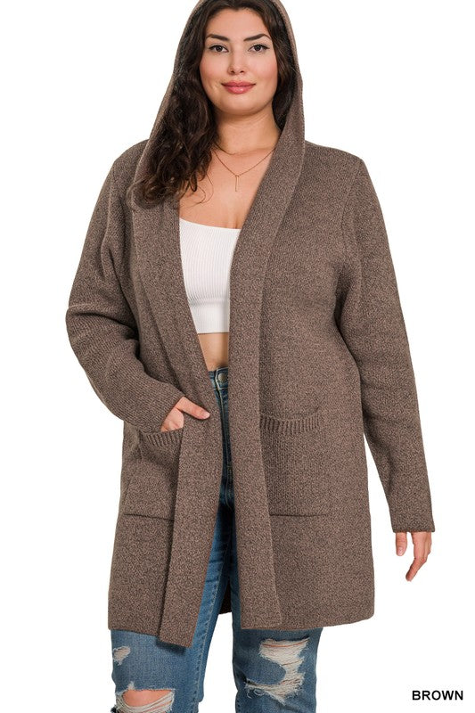 Hooded Open Cardigan