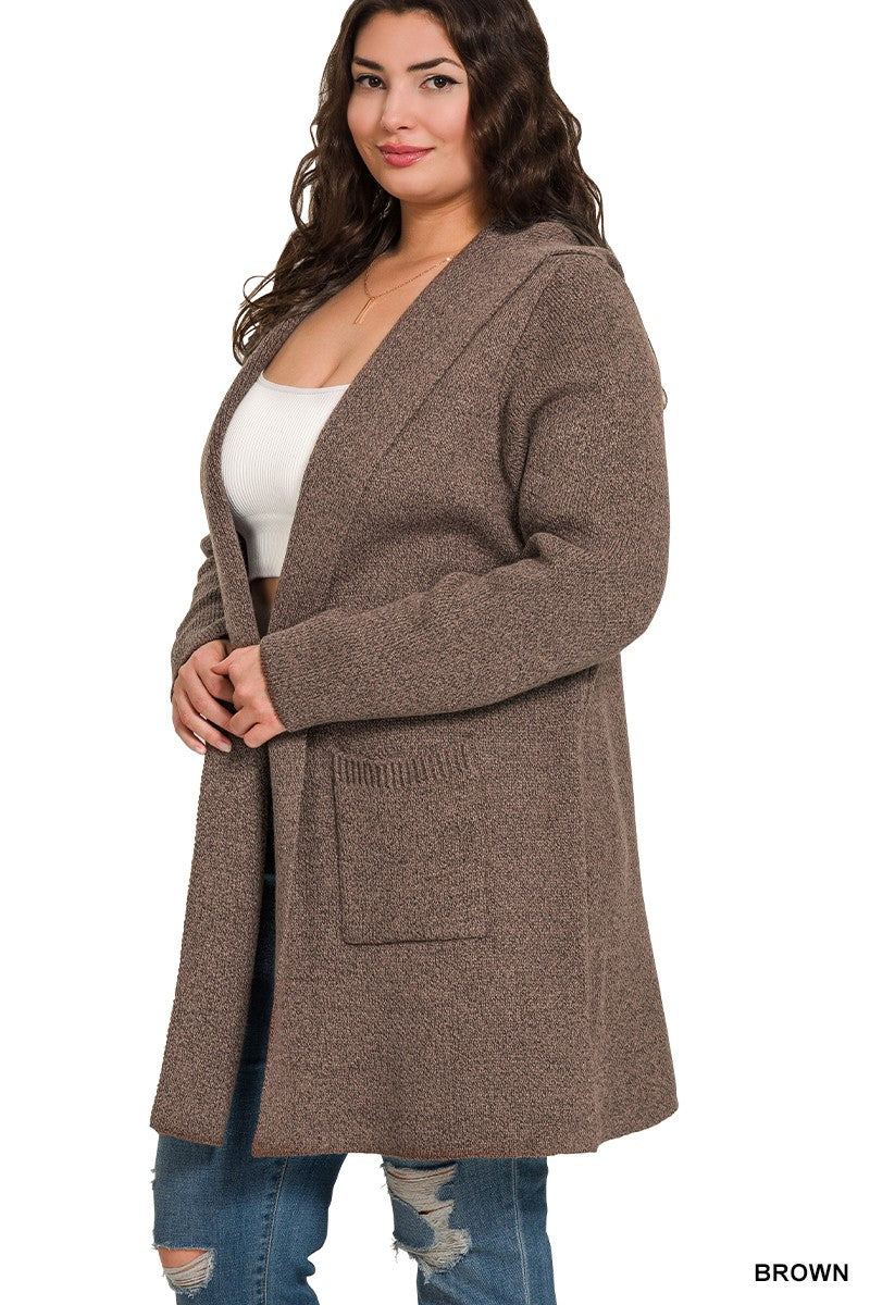 Hooded Open Cardigan