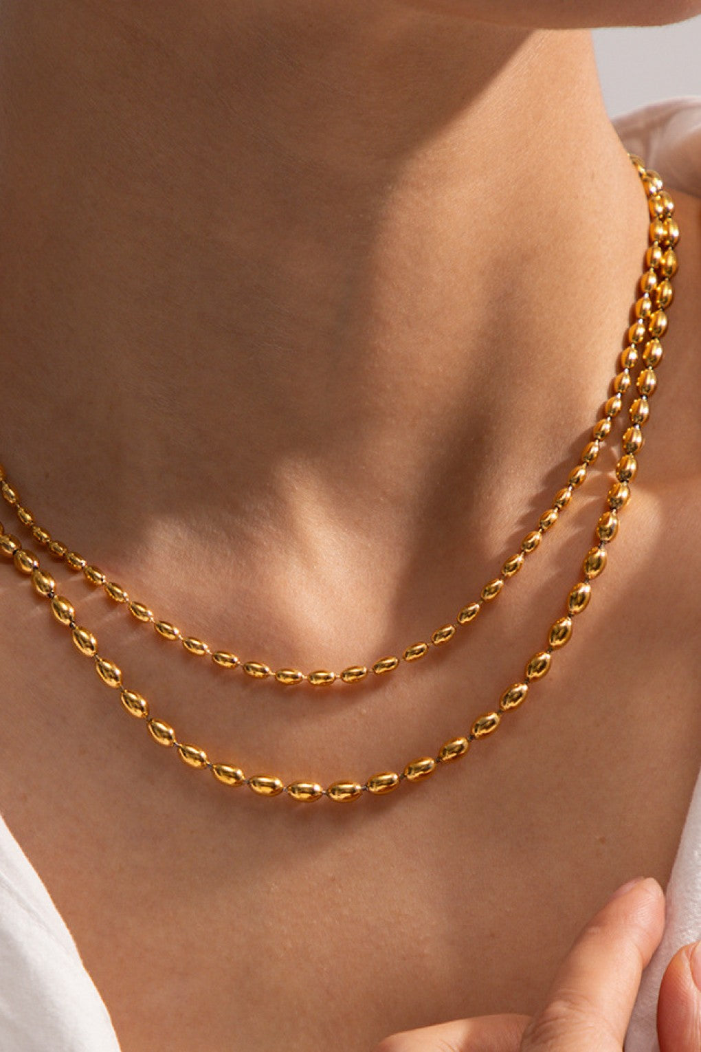 18k Beaded Layered Chain Necklace