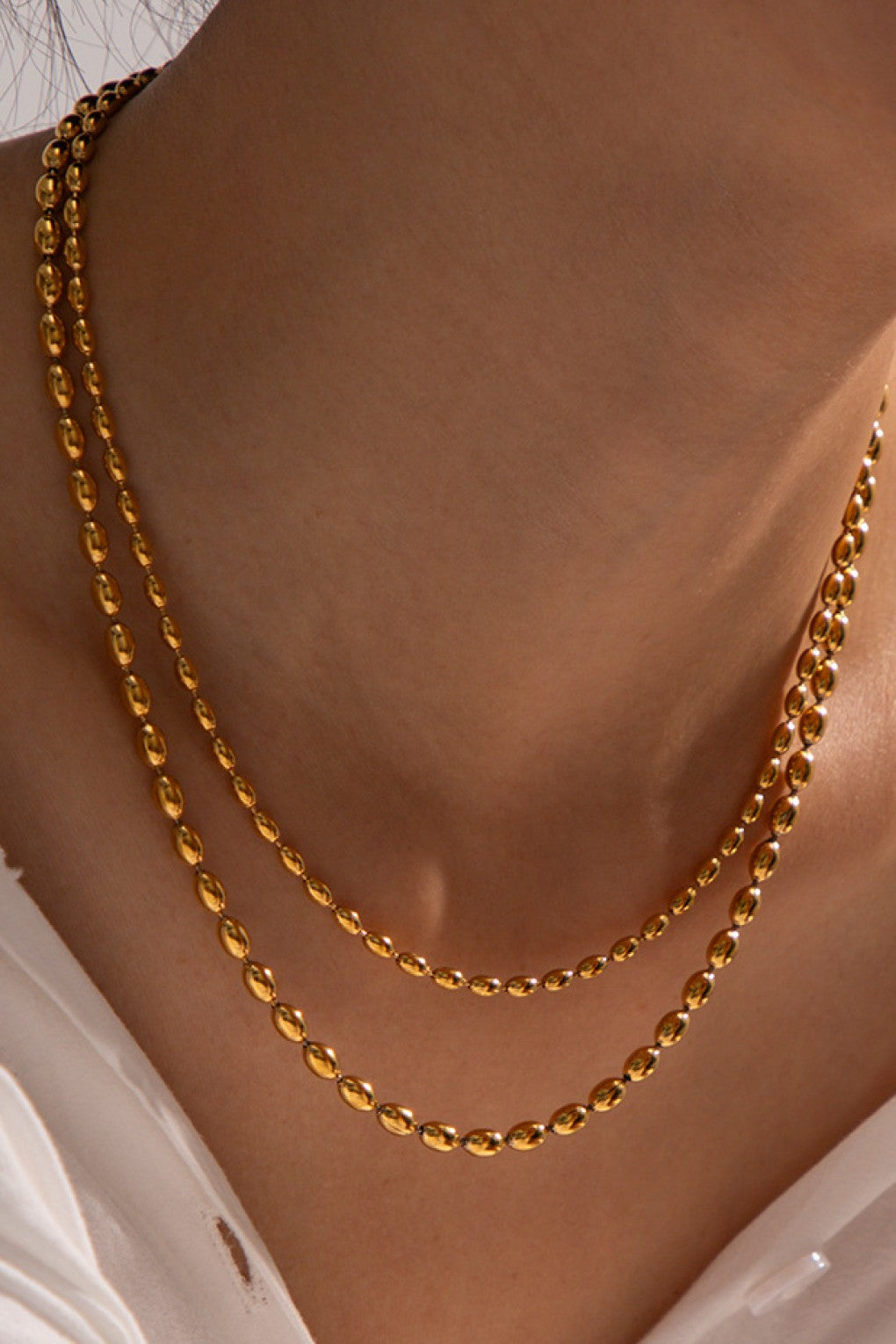 18k Beaded Layered Chain Necklace