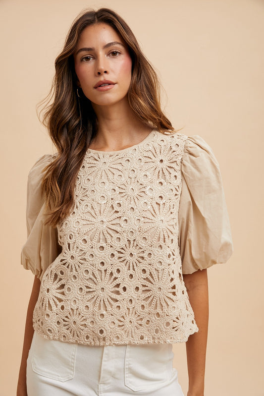 Demi Sequin Crochet Blouse