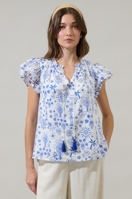 Azul Tropics Ruffle Top
