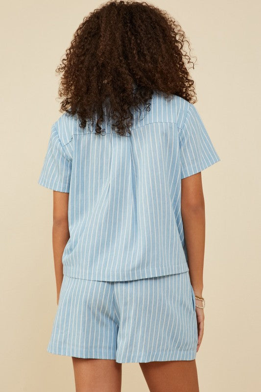 Pamela Pinstripe Button Up