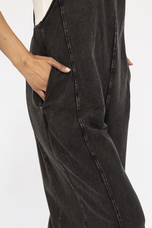 Mineral Wash Wide Leg Jumpsuit