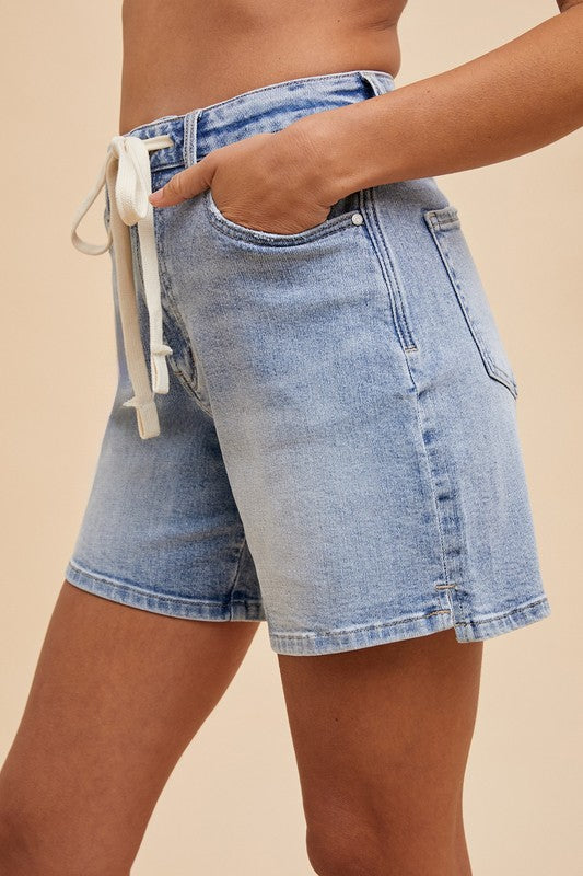 Winnie Waist Stretch Denim Shorts