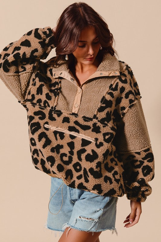 Leopard Fleece Pullover