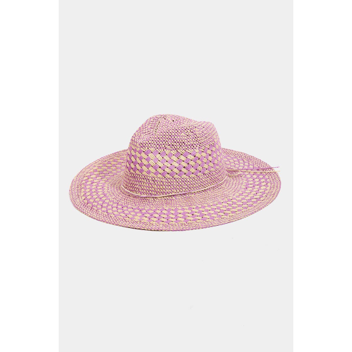 Checkered Straw Weave Sun Hat