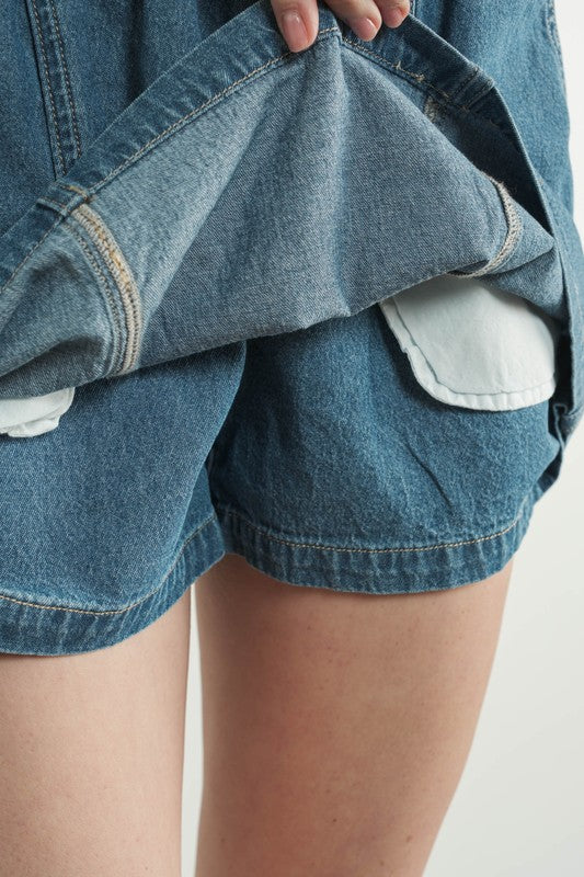 Dory Denim Smocked Waistband Skorts