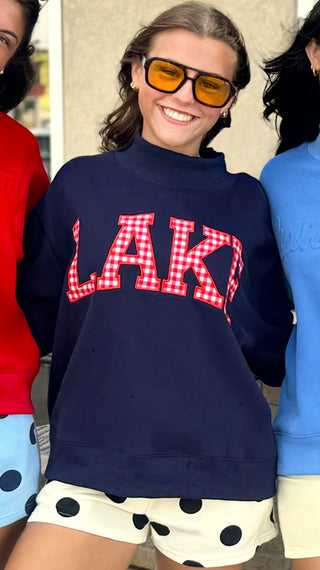 Lake Gingham Mock Neck Sweatshirt