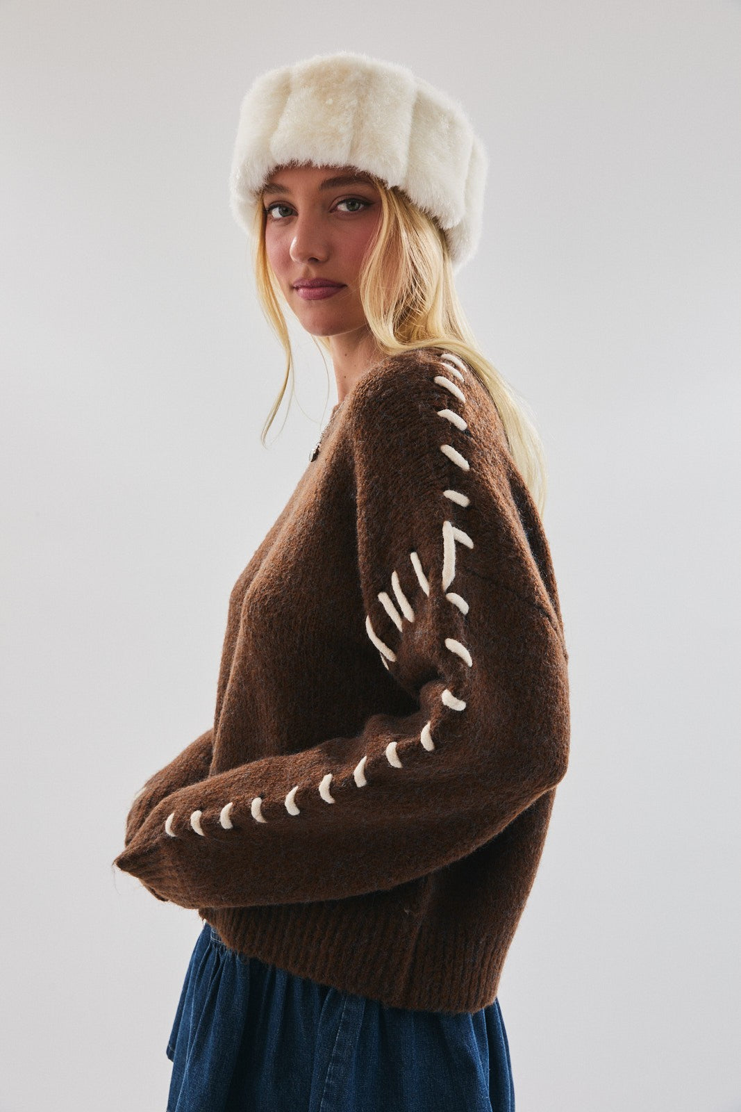 Sinny Stitch Detail Sweater Top