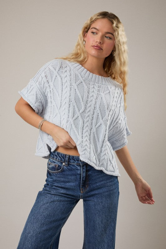 Callie Short Sleeve Knit Sweater Top