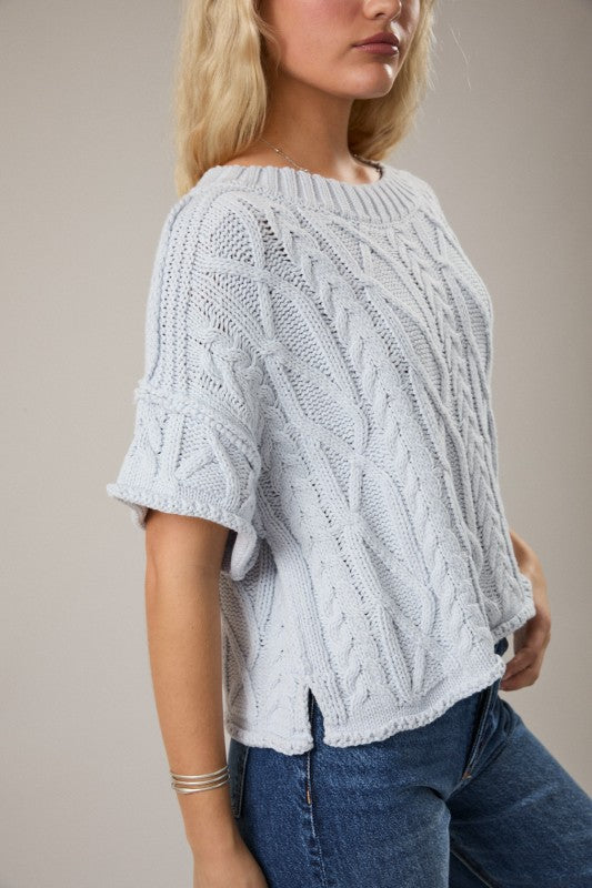 Callie Short Sleeve Knit Sweater Top
