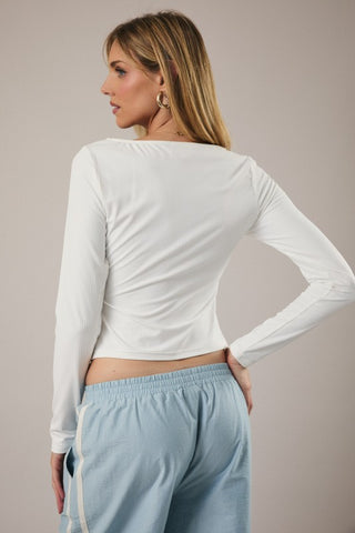Boat Neck Long Sleeve Knit Top