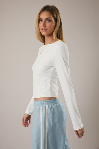 Boat Neck Long Sleeve Knit Top