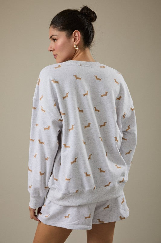 Cozy Pup Sweatshirt – Dachshund Print Pullover