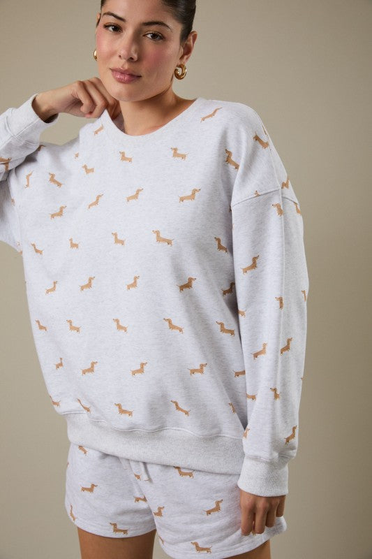 Cozy Pup Sweatshirt – Dachshund Print Pullover
