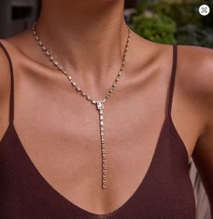 Rhinestone Y Necklace