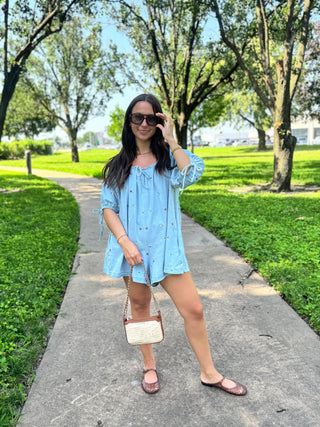 Petals & Picnics Mini Denim Romper