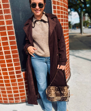 Randi Suede Long Trench Coat