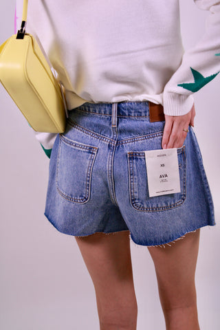 Ava Hidden Medium Wash Side Insert Inseam A-Line Shorts