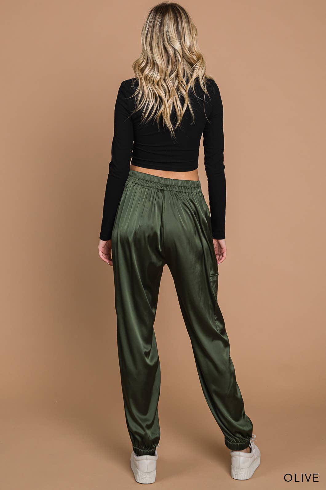 Stretched Satin Cargo Pants