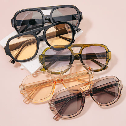 Thick Frame Aviator Sunglasses Set