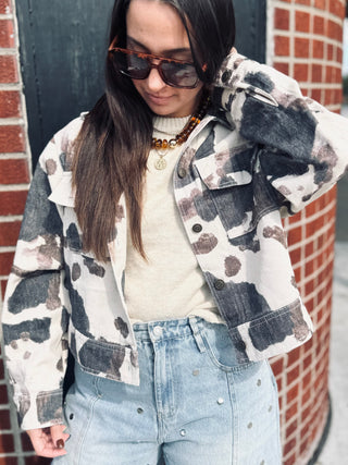 Cow Print Collared Jacket