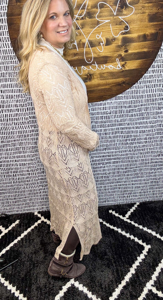 Pointelle Knit Maxi Duster