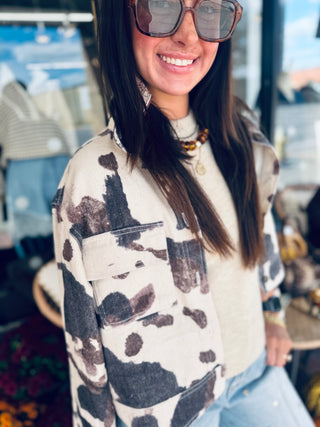 Cow Print Collared Jacket