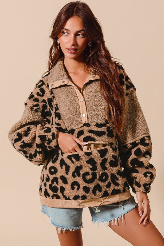 Leopard Fleece Pullover