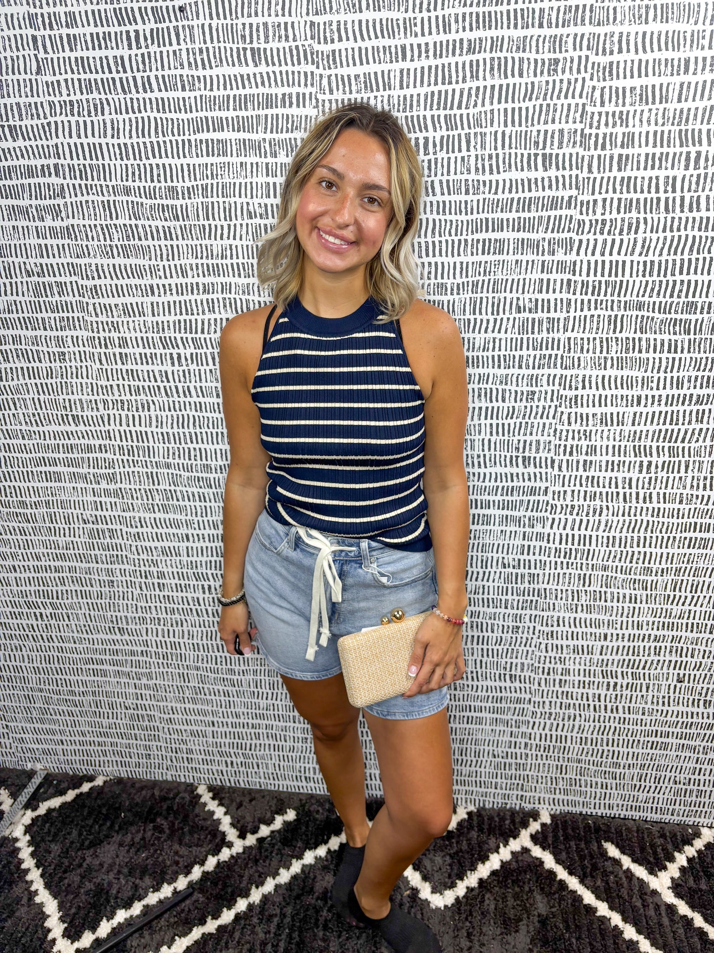 Kendra Stripe Rib Knit Tank Top