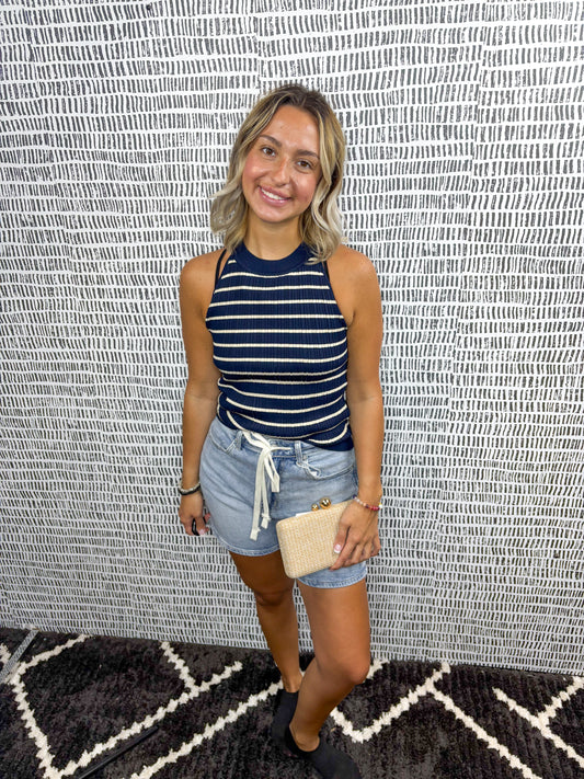 Kendra Stripe Rib Knit Tank Top