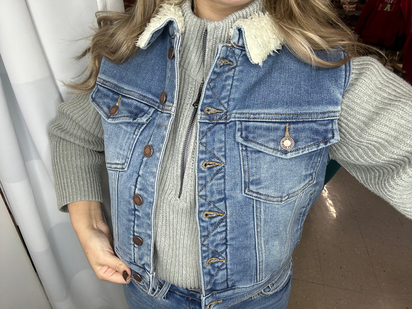 Judy Blue Shearling Lined Denim Vest